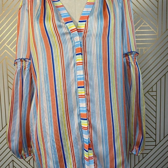 Tanya‎ Taylor Illa Silk Blouse Summer Stripe Print - Picture 4 of 12